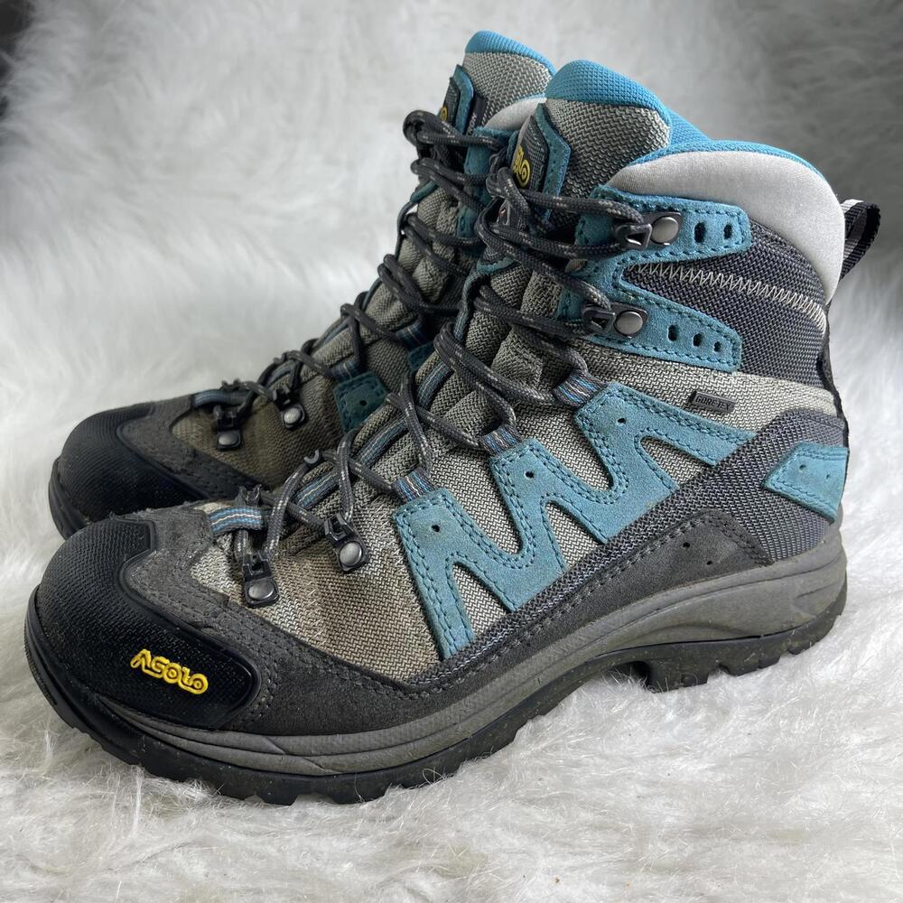 Asolo Neutron Blue/Grey Hiking Boots GoreTex Waterproof Women size 7.5 Vibram